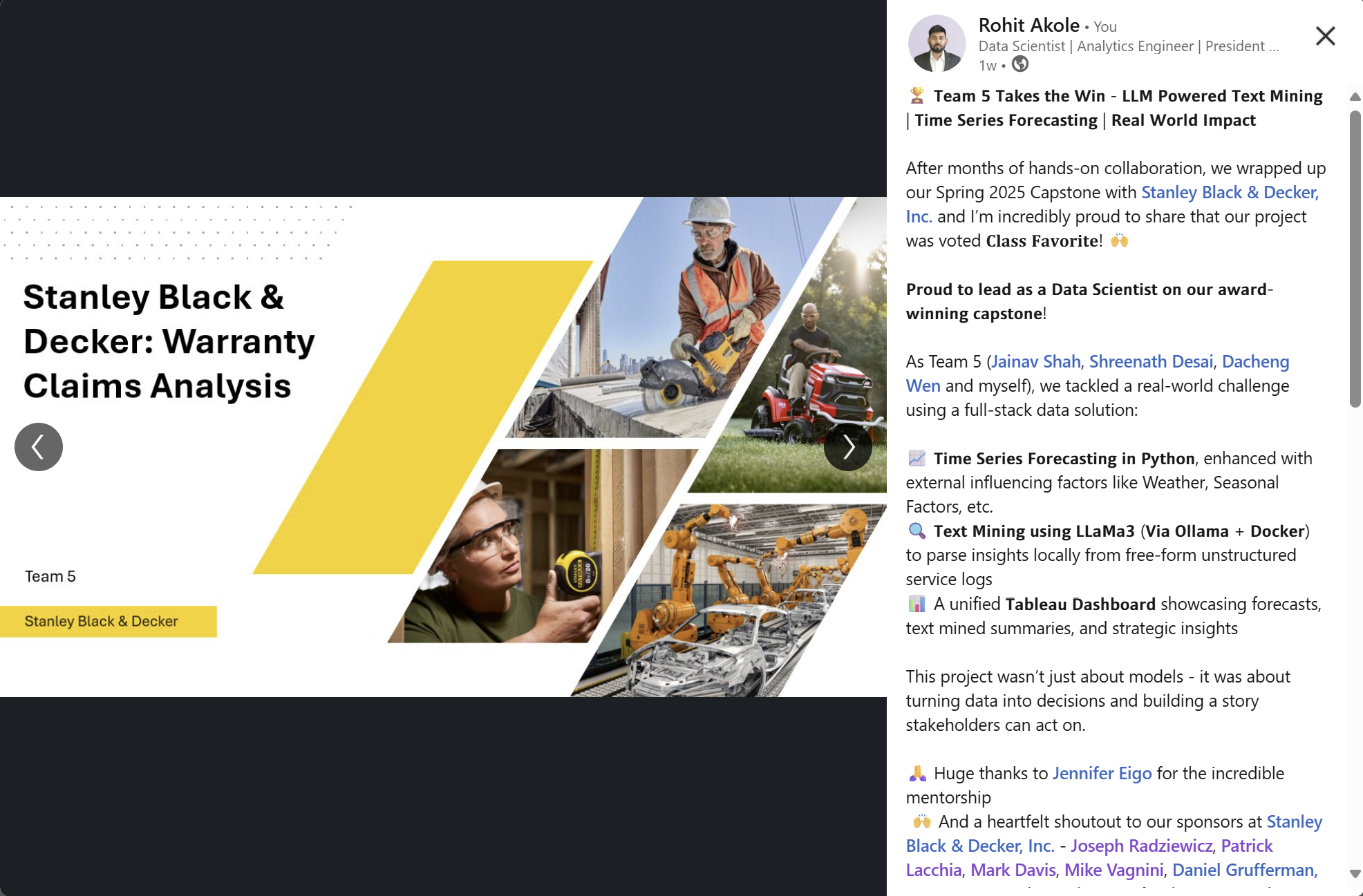 Capstone LinkedIn Post